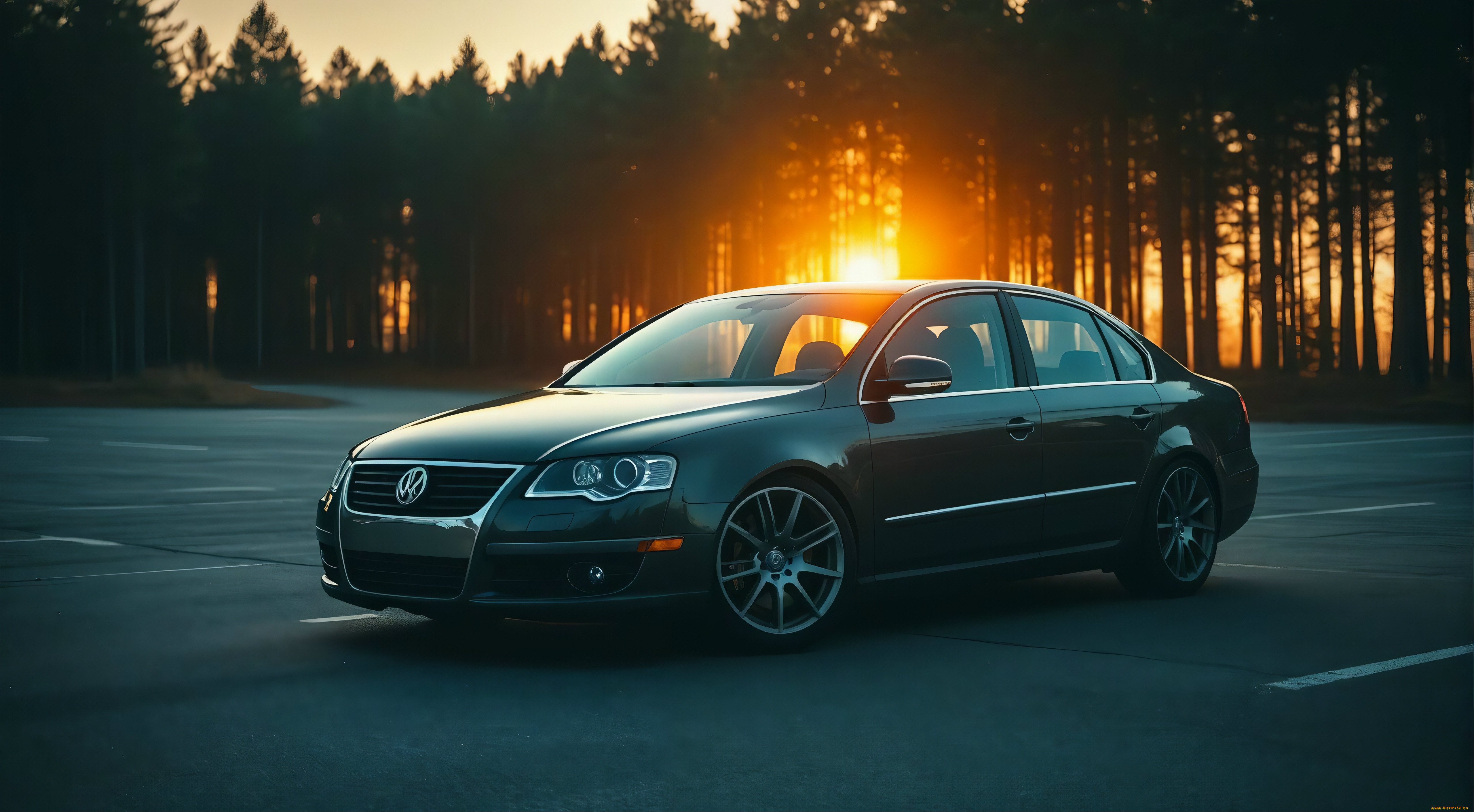 volkswagen passat b6, , volkswagen, passat, b6, sun, forest, ai, art
